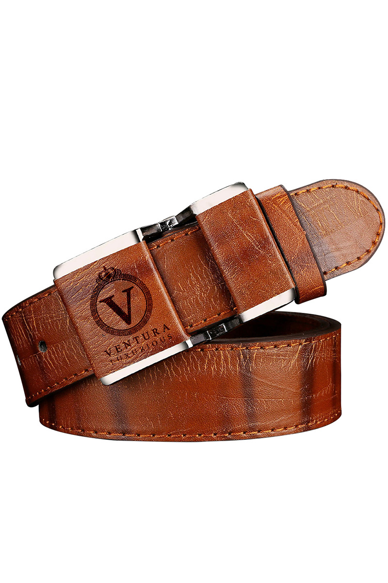 VL Branded leather Belt in Brown 