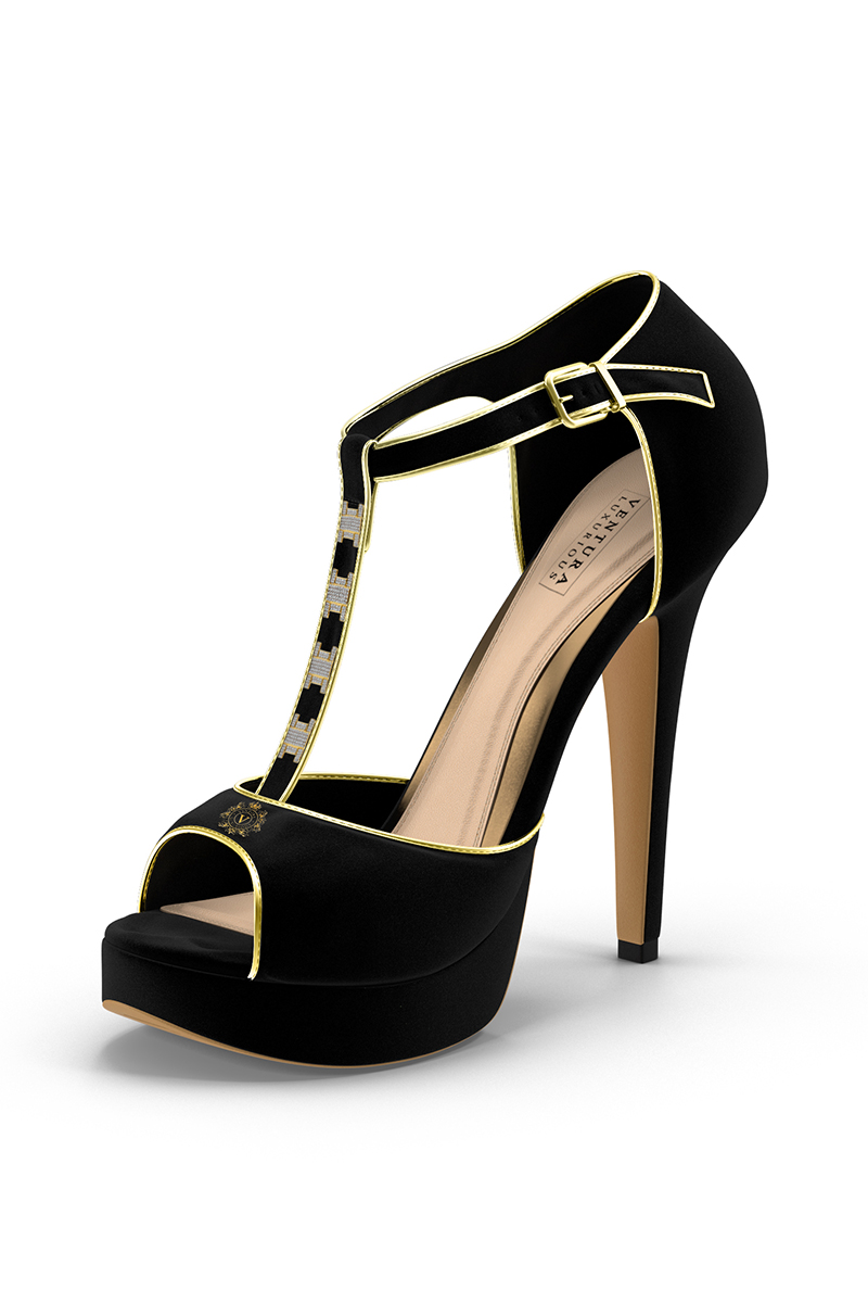 Ventura Labeled leather women's heel shoe ( Gold Edition)